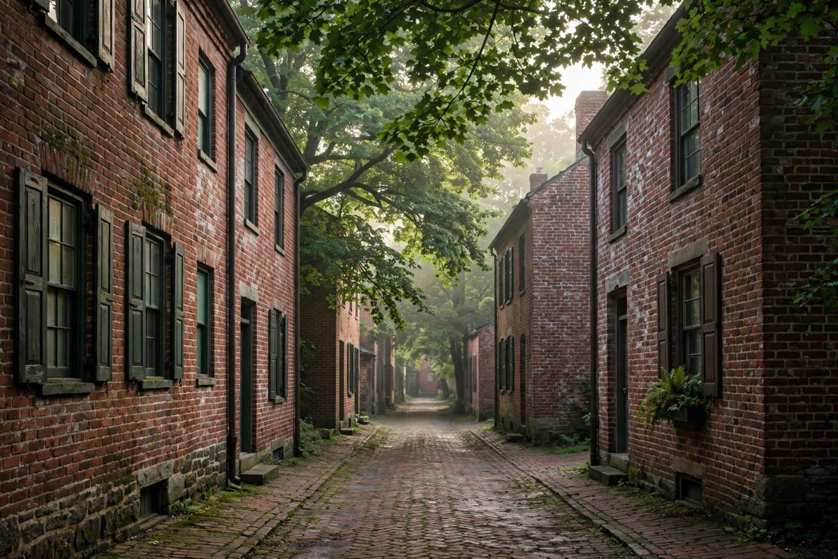 Brick alley between historic homes